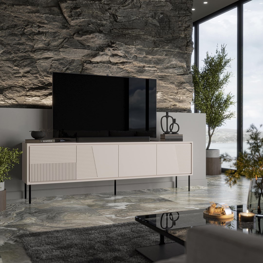 RTV cabinet ABI 4D 200x38x62 cashmere matt RTV cabinet ABI 4D 200x38x62 cashmere matt