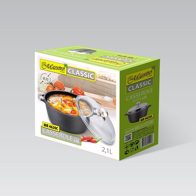 Maestro MR-4620C Pot with lid 20 cm 2,1 l Black Maestro MR-4620C Pot with lid 20 cm 2,1 l Black