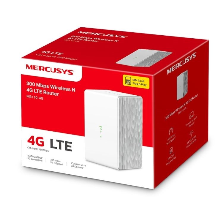 Mercusys MB110-4G wireless router Ethernet Single-band (2.4 GHz) White Mercusys MB110-4G wireless router Ethernet Single-band (2.4 GHz) White