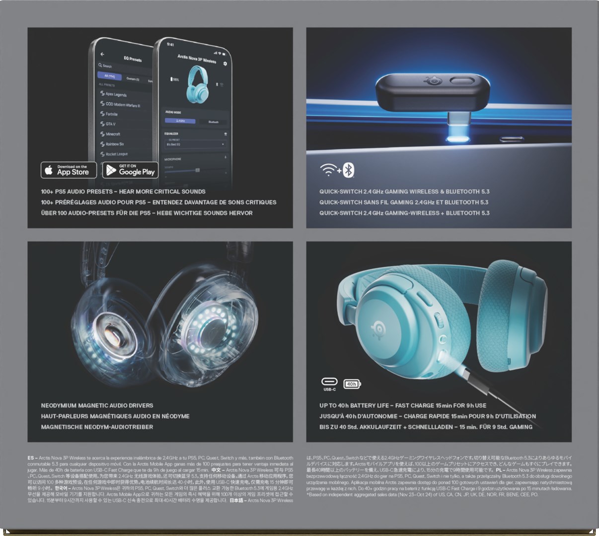 Steelseries Arctis Nova 3P Wireless PS Aqua Steelseries Arctis Nova 3P Wireless PS Aqua