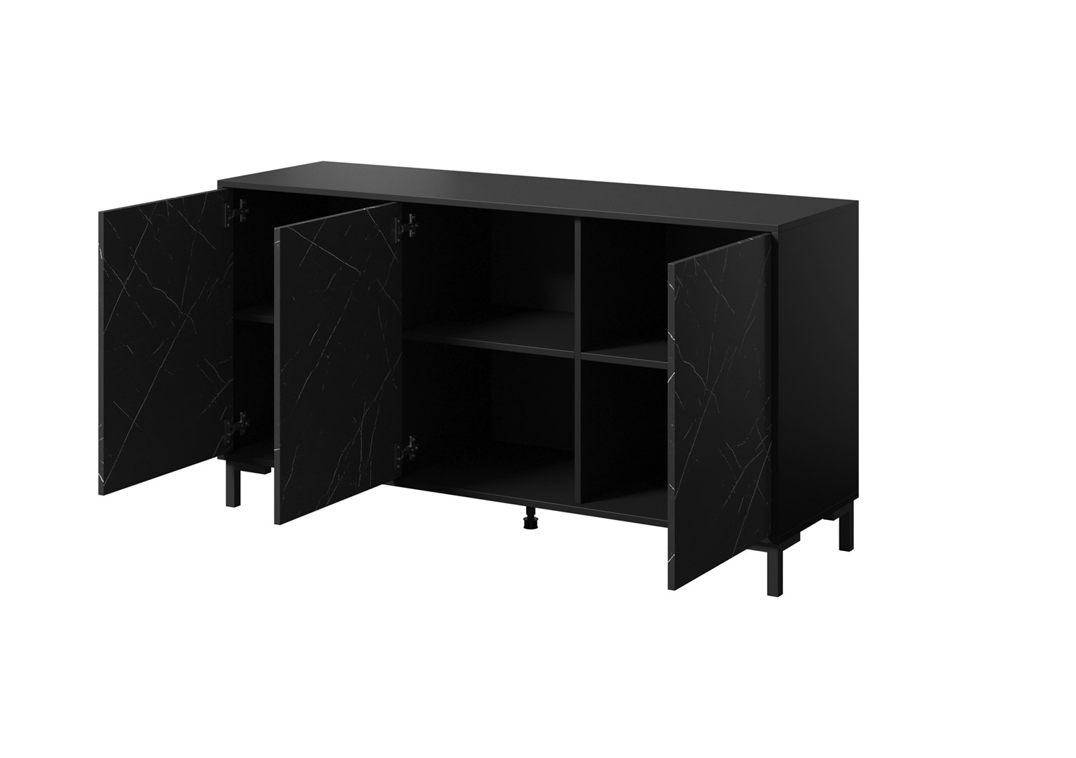 MARMO 3D chest of drawers 150x45x80.5 cm matte black/marble black MARMO 3D chest of drawers 150x45x80.5 cm matte black/marble black