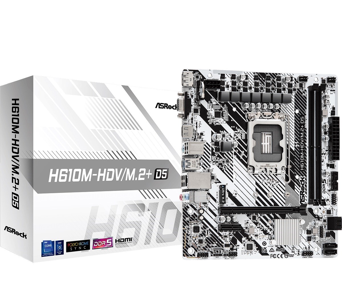 Asrock H610M-HDV/M.2+ D5 Intel H610 LGA 1700 micro ATX Asrock H610M-HDV/M.2+ D5 Intel H610 LGA 1700 micro ATX