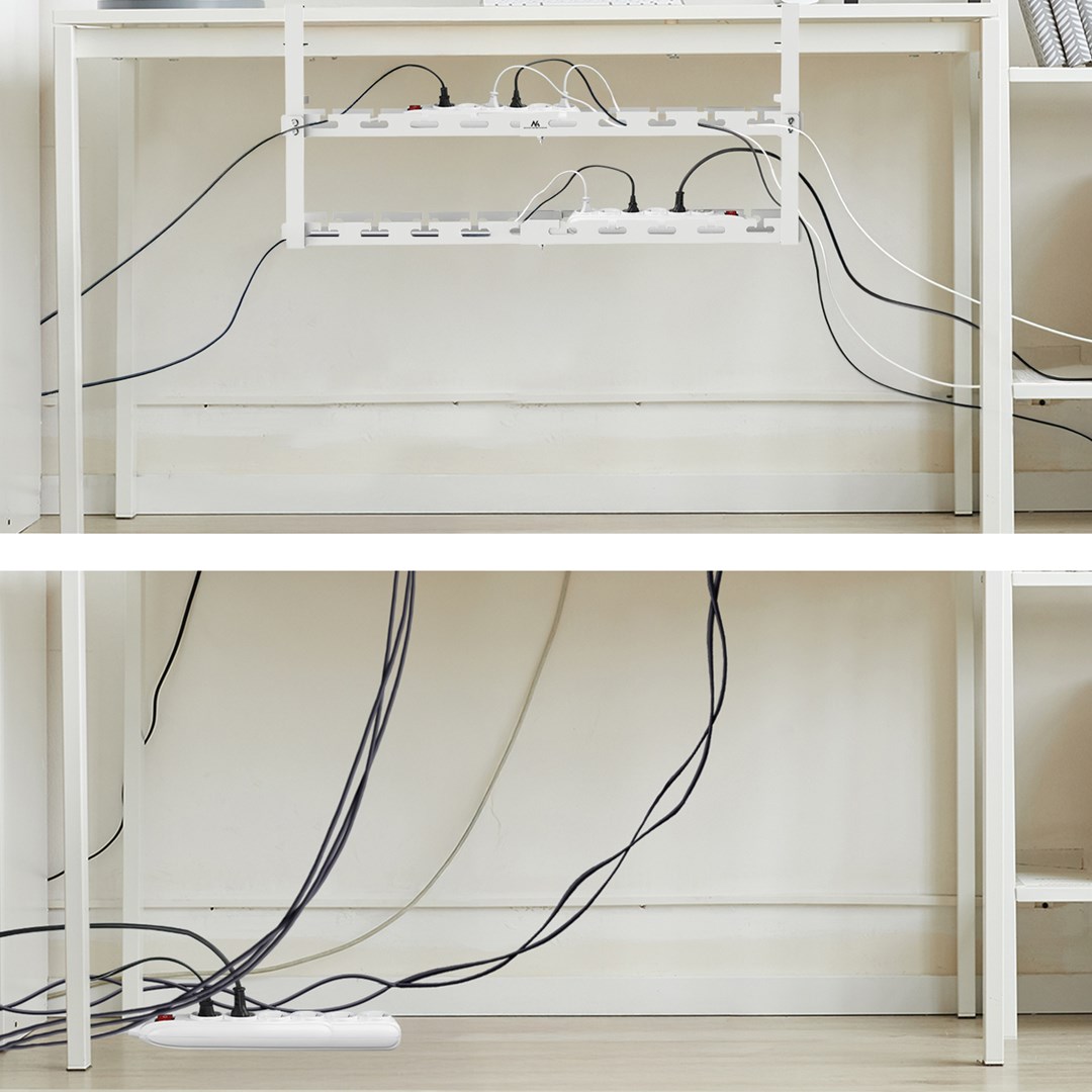 Maclean under-desk cable organizer, max. load 5kg, max. 728mm, 2 levels, white, MC-102 W Maclean under-desk cable organizer, max. load 5kg, max. 728mm, 2 levels, white, MC-102 W