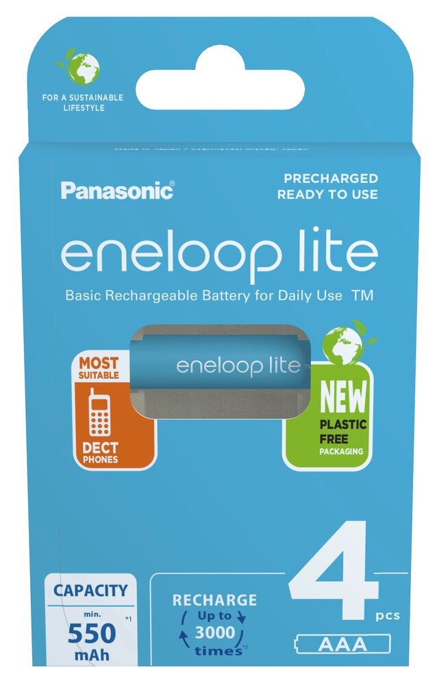 Rechargeable batteries PANASONIC ENELOOP LITE AAA 550 mAh 4 szt (BK-4LCCE/4CP) Rechargeable batteries PANASONIC ENELOOP LITE AAA 550 mAh 4 szt (BK-4LCCE/4CP)