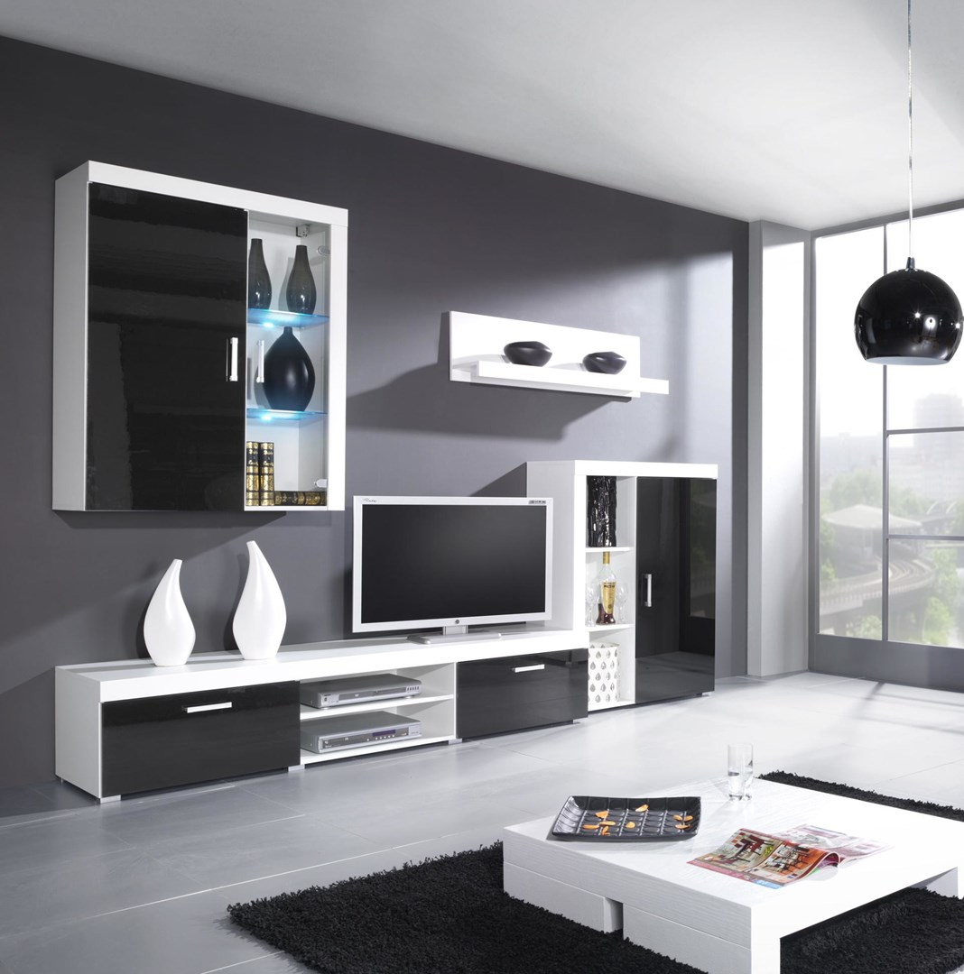 Cama hanging display cabinet SAMBA white/black gloss Cama hanging display cabinet SAMBA white/black gloss
