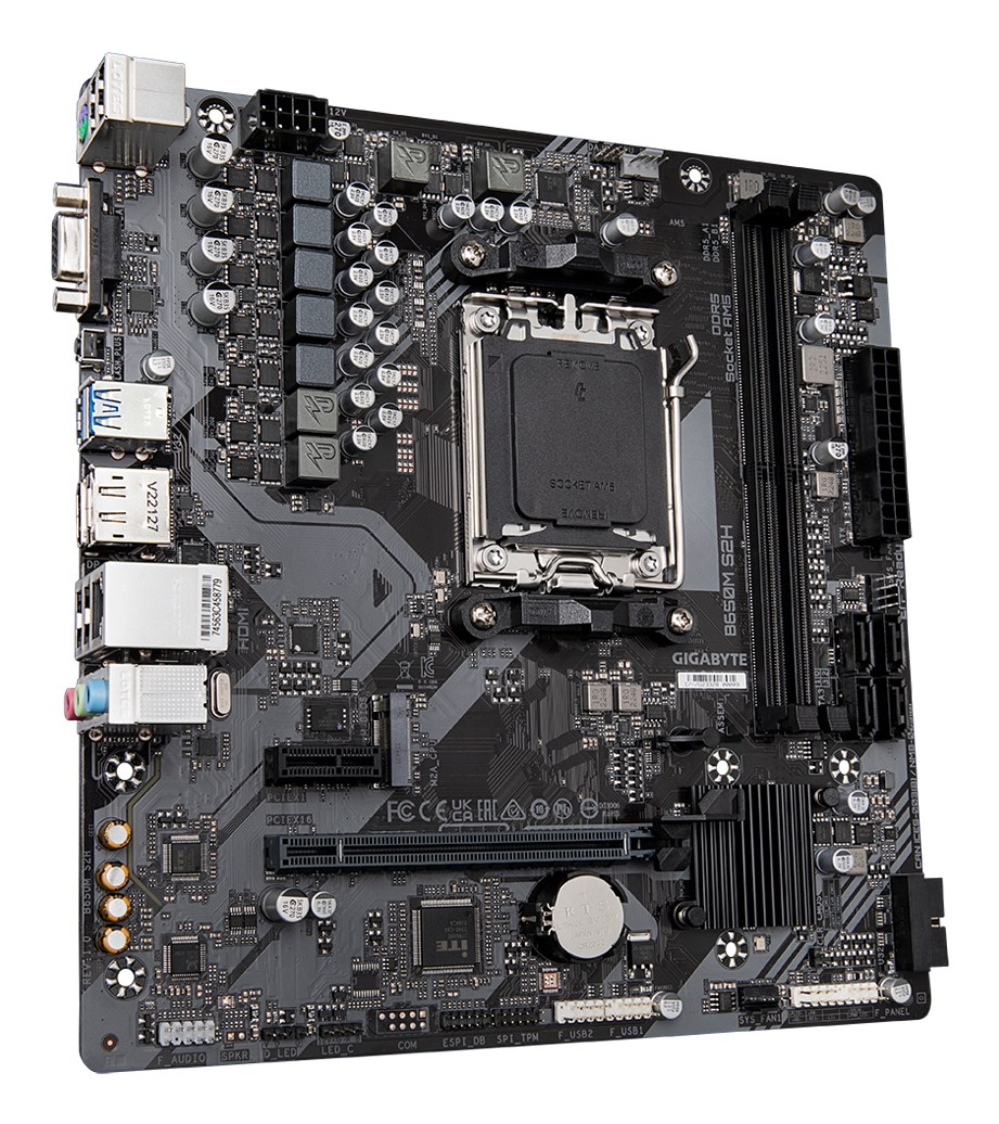 GIGABYTE B650M S2H Motherboard - AMD Ryzen 9000 Series CPUs, 5+2+2 Phases VRM, up to 6400MHz DDR5 (OC), 1xPCIe 4.0 M.2, GbE LAN, USB 3.2 Gen 1 GIGABYTE B650M S2H Motherboard - AMD Ryzen 9000 Series CPUs, 5+2+2 Phases VRM, up to 6400MHz DDR5 (OC), 1xPCIe 4.0 M.2, GbE LAN, USB 3.2 Gen 1