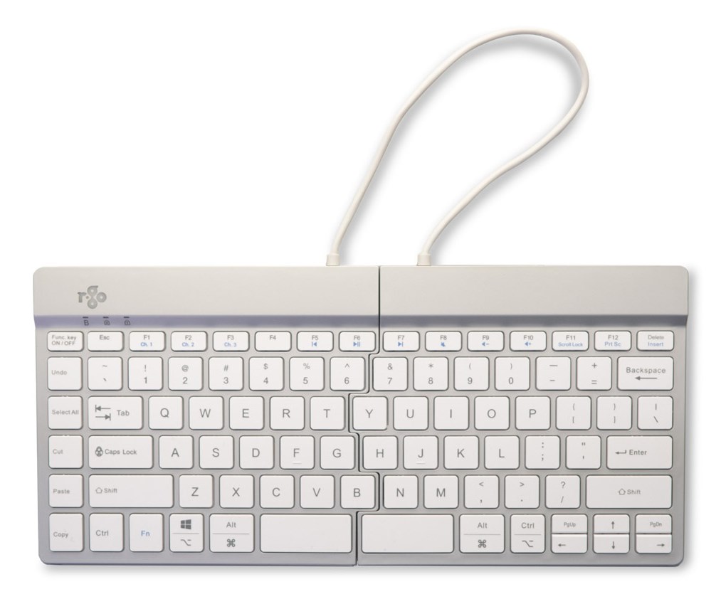 R-Go Tools Ergonomic keyboard R-Go Split Break with break software, ergonomic split keyboard, QWERTY (UK), Bluetooth, white R-Go Tools Ergonomic keyboard R-Go Split Break with break software, ergonomic split keyboard, QWERTY (UK), Bluetooth, white