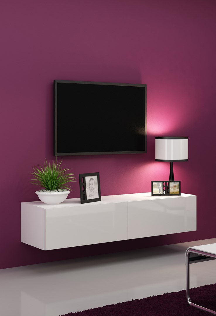 Cama TV stand VIGO 140 30/140/40 white/white gloss Cama TV stand VIGO 140 30/140/40 white/white gloss