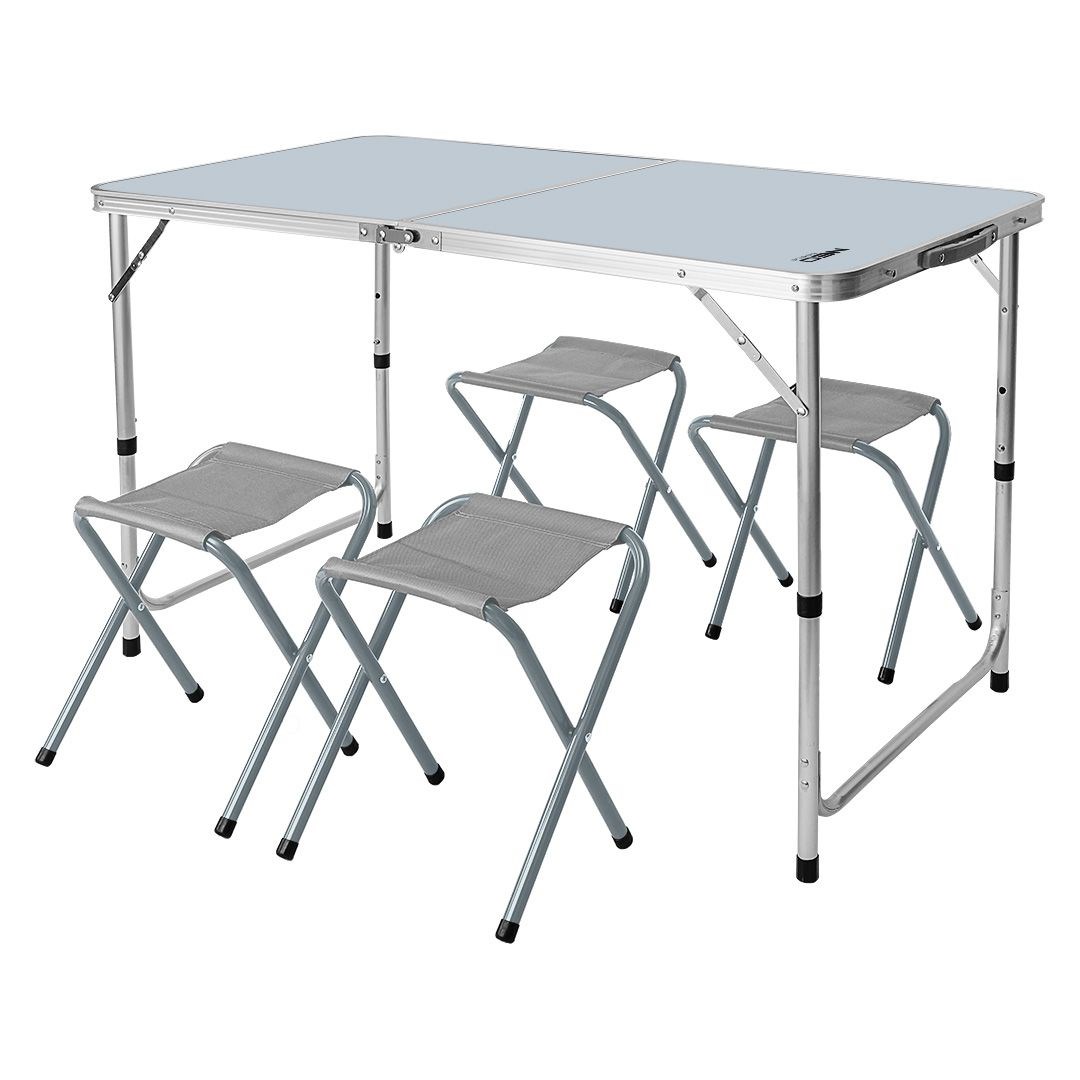 Camping set: table & 4 chairs, foldable in case Camping set: table & 4 chairs, foldable in case