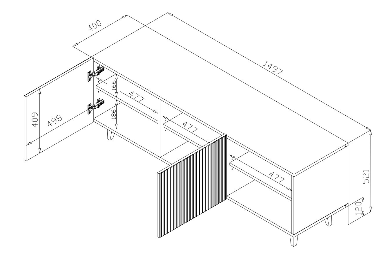 Cama RTV cabinet PAFOS 150x42x52 white matt Cama RTV cabinet PAFOS 150x42x52 white matt