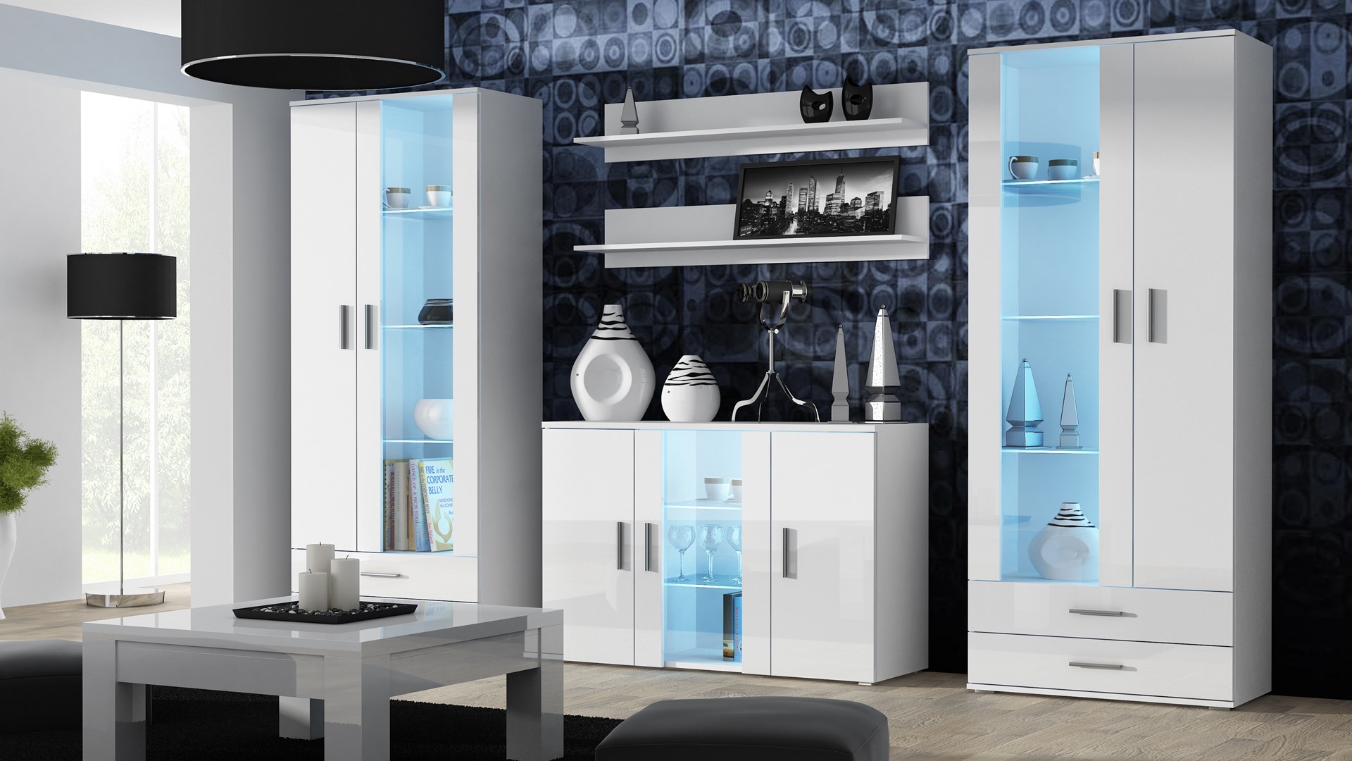 Cama display cabinet SOHO S6 2D2S white/white gloss Cama display cabinet SOHO S6 2D2S white/white gloss