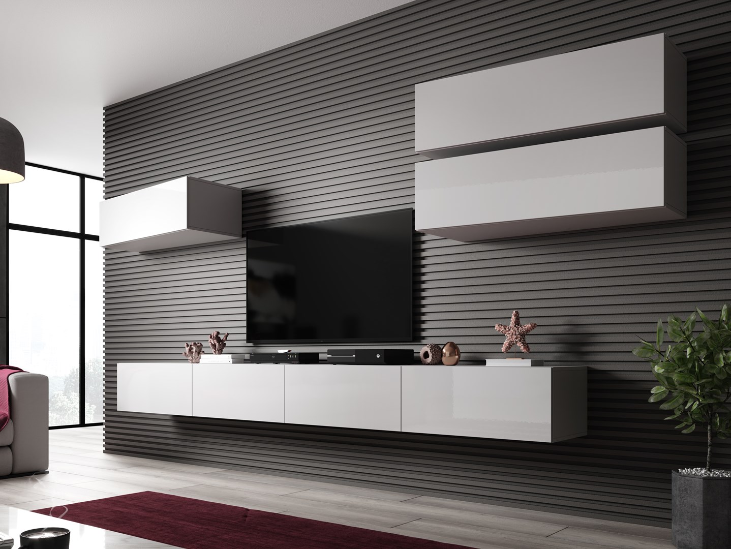 Cama Living room cabinet set VIGO SLANT 4 white/white gloss Cama Living room cabinet set VIGO SLANT 4 white/white gloss