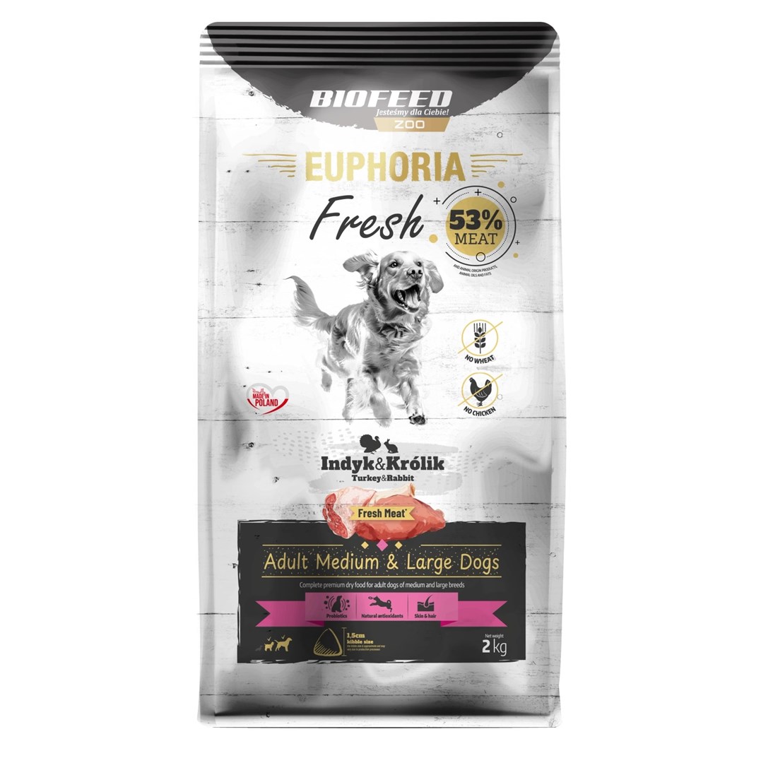 BIOFEED Euphoria Adult Medium & Large dogs Turkey with rabbit - dry dog food - 2kg BIOFEED Euphoria Adult Medium & Large dogs Turkey with rabbit - dry dog food - 2kg