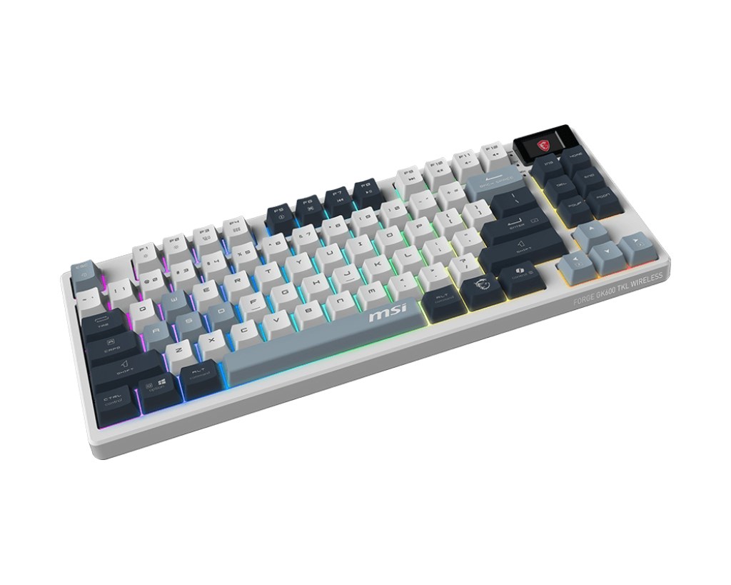 MSI FORGE GK600 TKL WIRELESS SKY keyboard Gaming USB + Bluetooth QWERTY UK English Blue, White MSI FORGE GK600 TKL WIRELESS SKY keyboard Gaming USB + Bluetooth QWERTY UK English Blue, White
