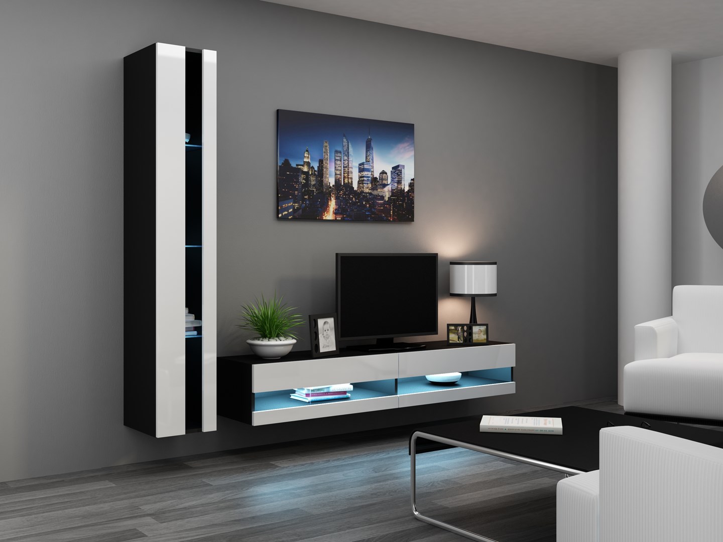 Cama TV stand VIGO NEW 30/140/40 black/white gloss Cama TV stand VIGO NEW 30/140/40 black/white gloss