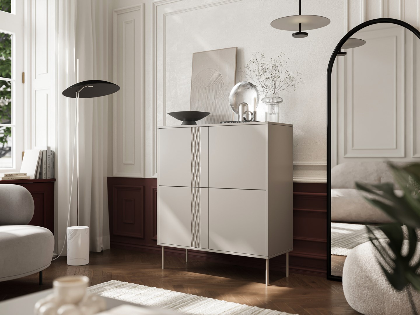 4D chest of drawers TRESSE 100x40x110 cashmere matt 4D chest of drawers TRESSE 100x40x110 cashmere matt