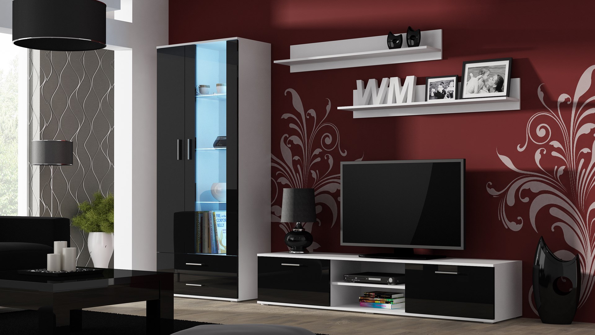 Cama display cabinet SOHO S6 2D2S white/black gloss Cama display cabinet SOHO S6 2D2S white/black gloss
