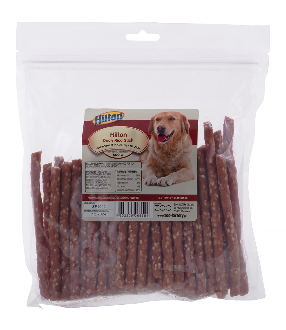 HILTON Duck rice stick - dog chew - 500g HILTON Duck rice stick - dog chew - 500g