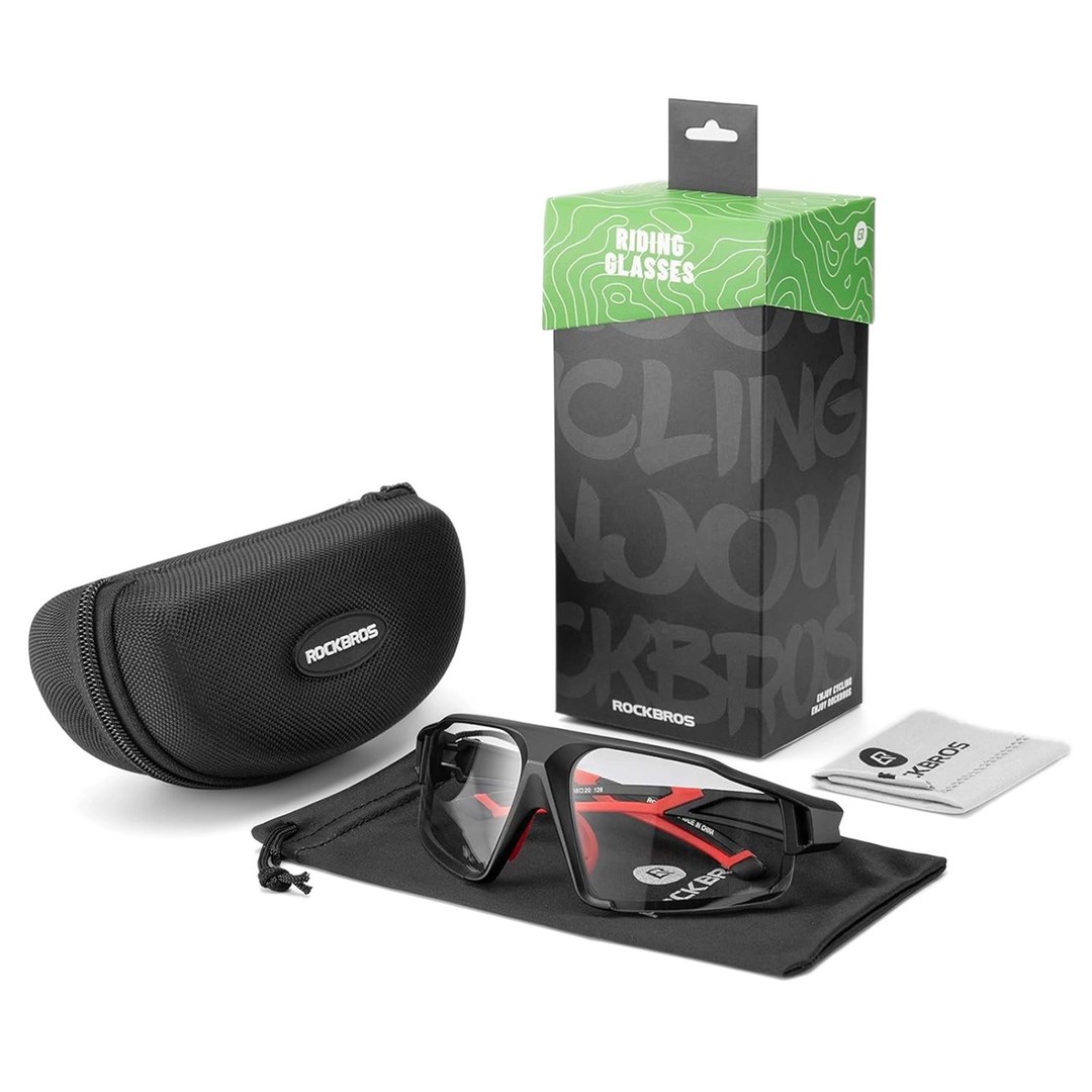 Rockbros SP216BK UV400 photochromic cycling glasses, black and red Rockbros SP216BK UV400 photochromic cycling glasses, black and red