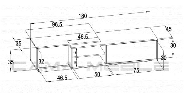 Cama TV cabinet SIGMA1 180 sonoma oak/black gloss Cama TV cabinet SIGMA1 180 sonoma oak/black gloss