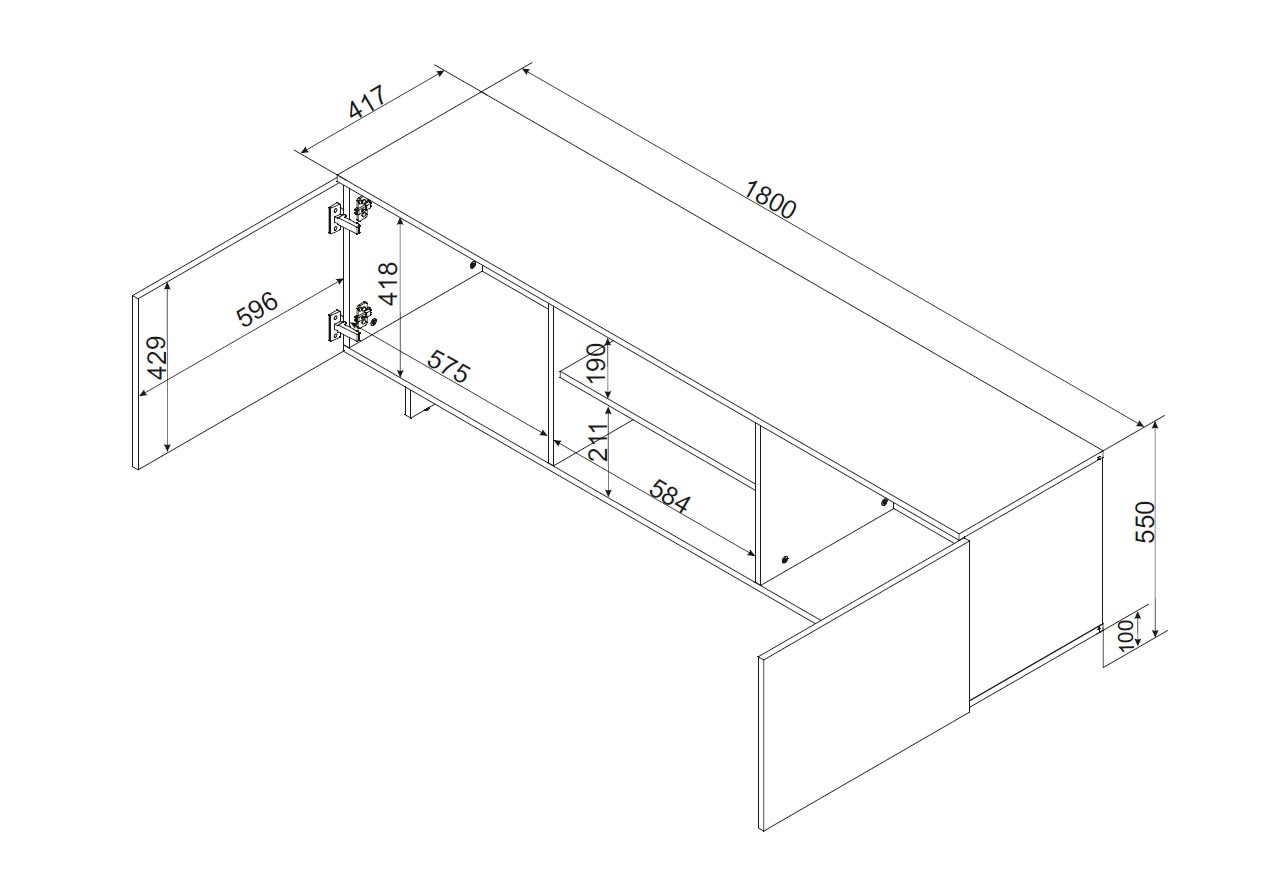 Cama 2D1P RTV cabinet ALMA 180x41.5xH55 cashmere Cama 2D1P RTV cabinet ALMA 180x41.5xH55 cashmere