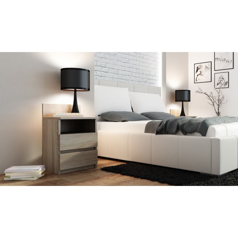 Topeshop M1 SONOMA MAT nightstand/bedside table 2 drawer(s) Oak Topeshop M1 SONOMA MAT nightstand/bedside table 2 drawer(s) Oak