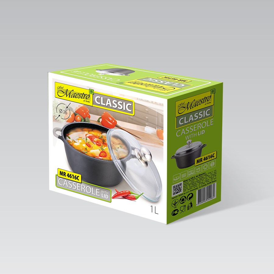 Maestro MR-4616C Pot with lid 16 cm 1 l Black Maestro MR-4616C Pot with lid 16 cm 1 l Black