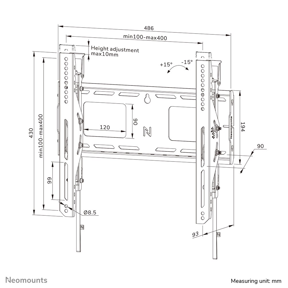 Neomounts WL35-750BL14 Heavy duty wall mount 42-75" - tilt - lockable - fast installation - TÜV Neomounts WL35-750BL14 Heavy duty wall mount 42-75" - tilt - lockable - fast installation - TÜV