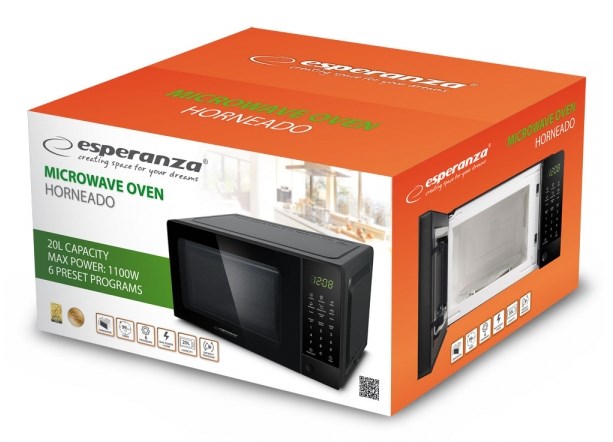 Esperanza EKO009 microwave Black Solo microwave Countertop 20 L 700 W Esperanza EKO009 microwave Black Solo microwave Countertop 20 L 700 W