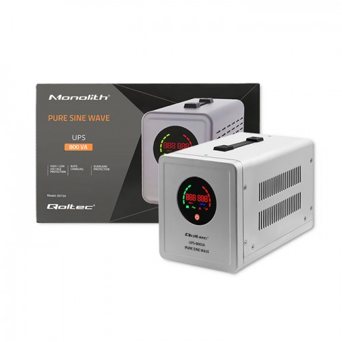 Qoltec 50720 Uninterruptible power supply UPS 800VA/560W | 12/230V converter with AVR Qoltec 50720 Uninterruptible power supply UPS 800VA/560W | 12/230V converter with AVR