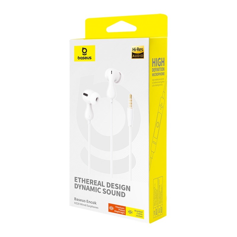 Baseus Encok HZ20 - wired headphones (white) Baseus Encok HZ20 - wired headphones (white)