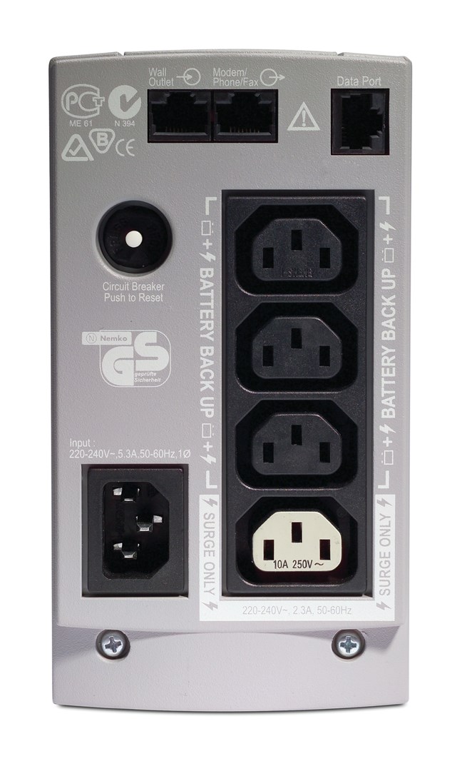 APC Back-UPS, 350VA/210W, Tower, 230V, 4x IEC C13 Outlets , User Replaceable Battery APC Back-UPS, 350VA/210W, Tower, 230V, 4x IEC C13 Outlets , User Replaceable Battery