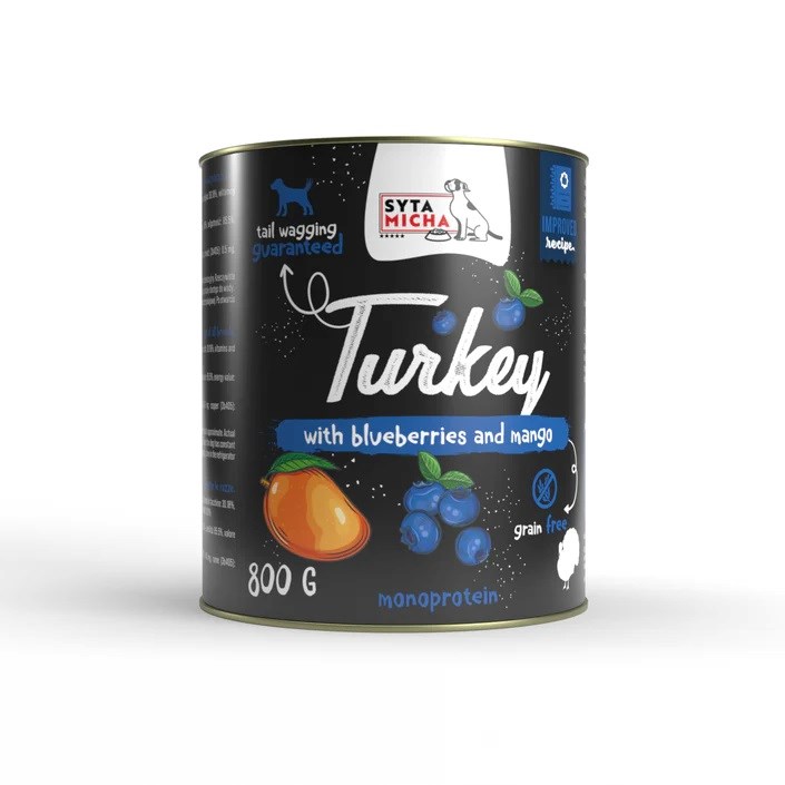 SYTA MICHA Turkey with berries and mango - wet dog food - 800g SYTA MICHA Turkey with berries and mango - wet dog food - 800g