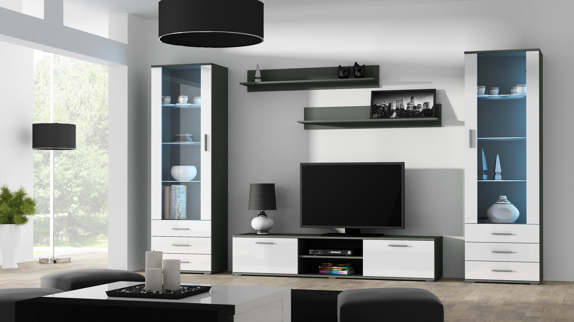 Cama display cabinet SOHO S1 grey/white gloss Cama display cabinet SOHO S1 grey/white gloss