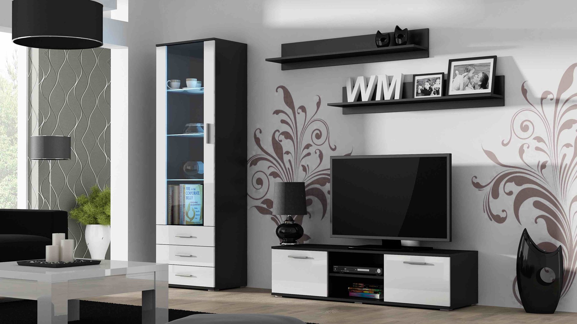 Cama TV stand SOHO 140 black/white gloss Cama TV stand SOHO 140 black/white gloss