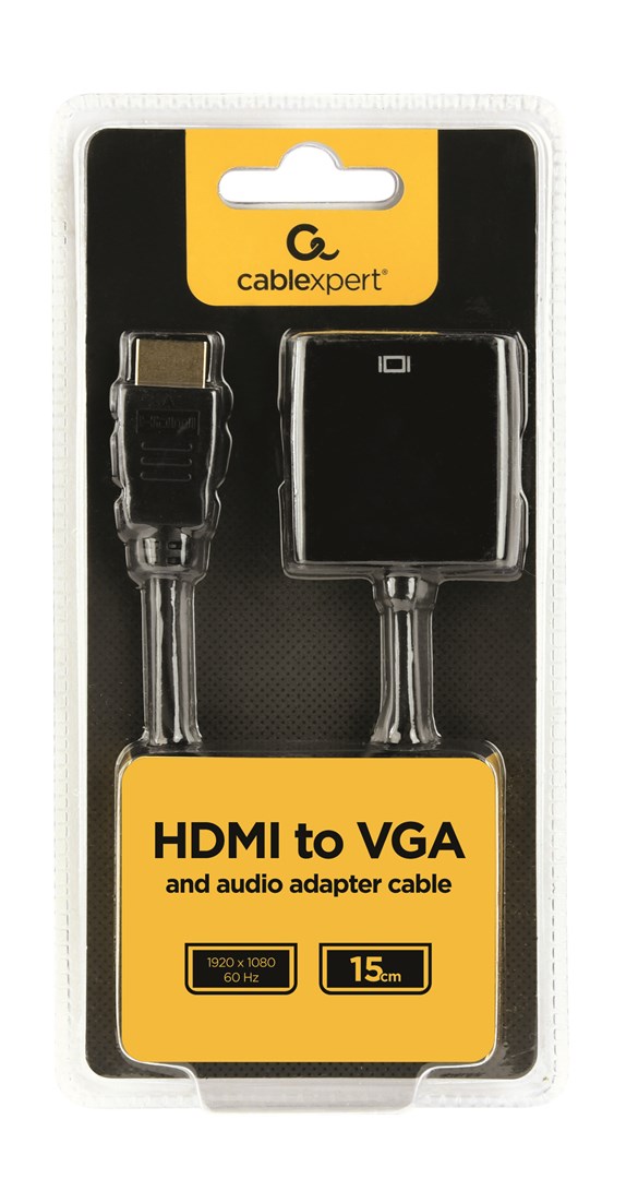 Gembird A-HDMI-VGA-03 video cable adapter 0.15 m HDMI Type A (Standard) VGA (D-Sub) Black Gembird A-HDMI-VGA-03 video cable adapter 0.15 m HDMI Type A (Standard) VGA (D-Sub) Black