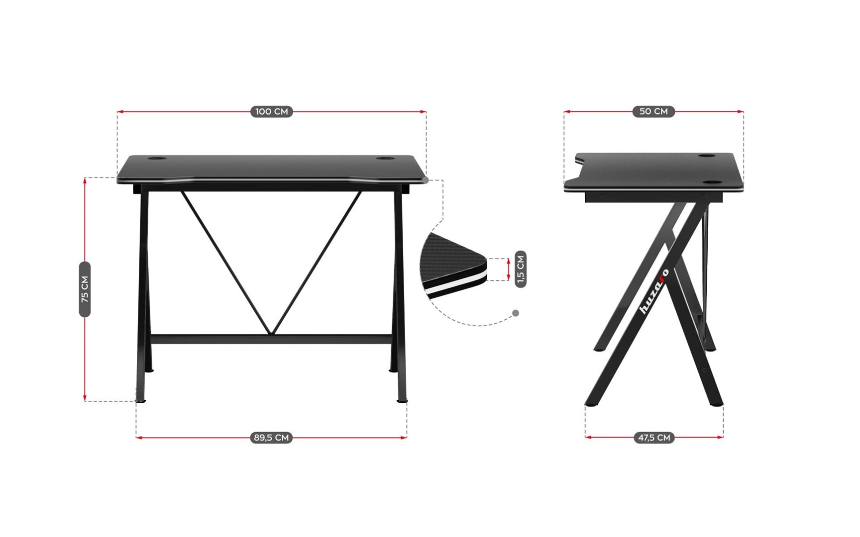 Gaming desk - Huzaro Hero 1.4 Black Gaming desk - Huzaro Hero 1.4 Black