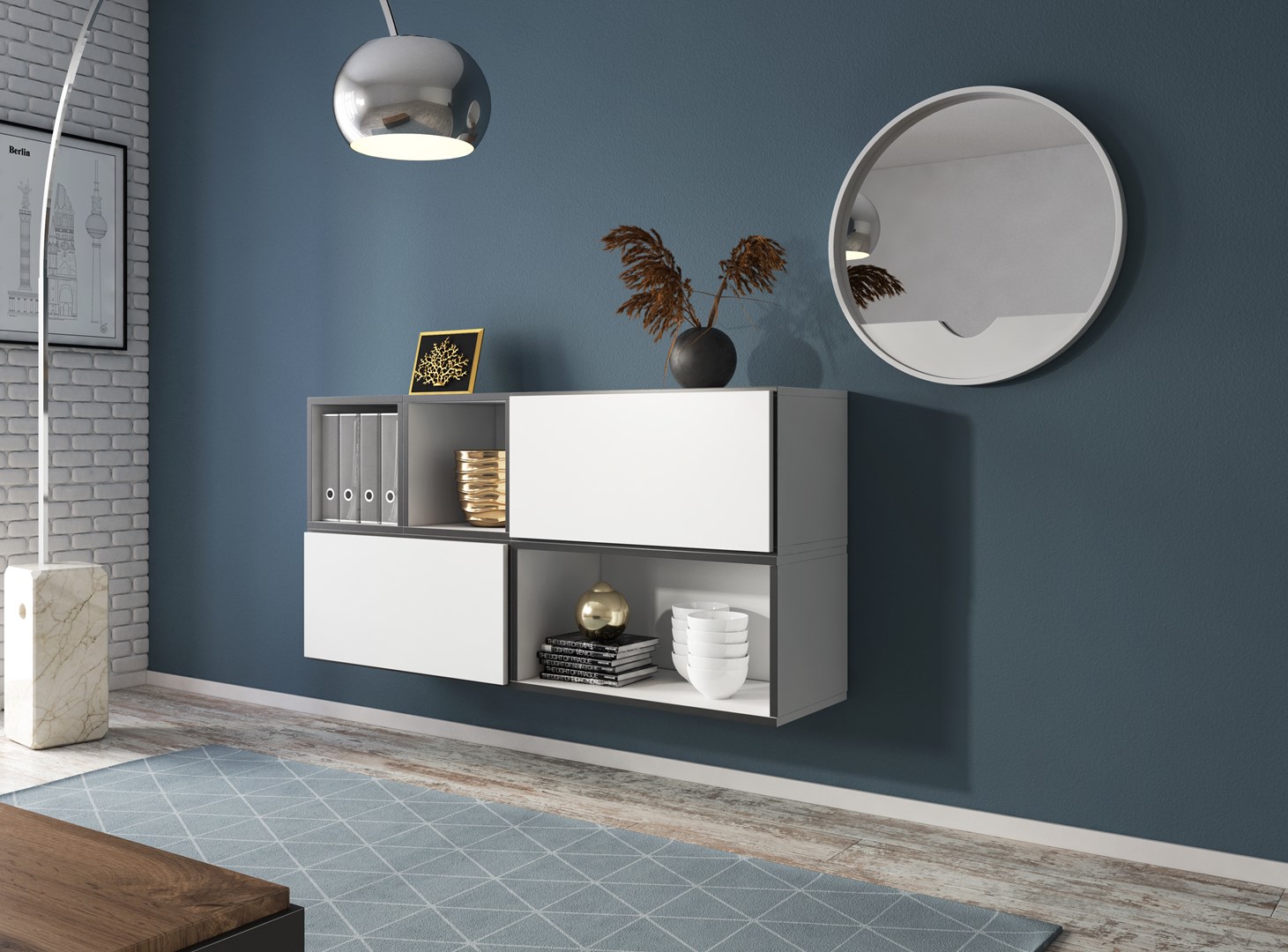 Cama living room furniture set ROCO 15 (RO4+2xRO3+2xRO6) white/black/white Cama living room furniture set ROCO 15 (RO4+2xRO3+2xRO6) white/black/white