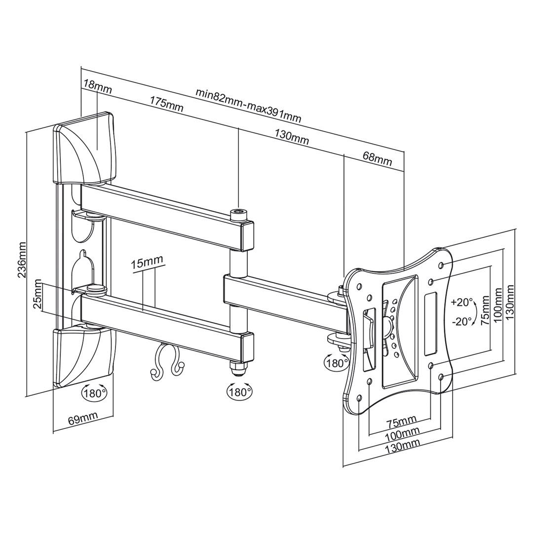Maclean MC-719 TV Wall Mount LCD LED Plasma TV Holder Tiltable 13-27" 15 kg Maclean MC-719 TV Wall Mount LCD LED Plasma TV Holder Tiltable 13-27" 15 kg
