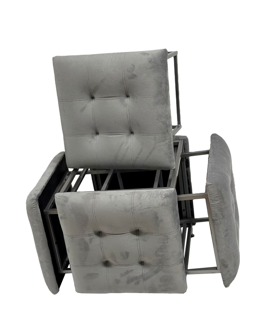 Puff-transformer 5in1 - 5 stools in 1 pouffe grey velvet Puff-transformer 5in1 - 5 stools in 1 pouffe grey velvet