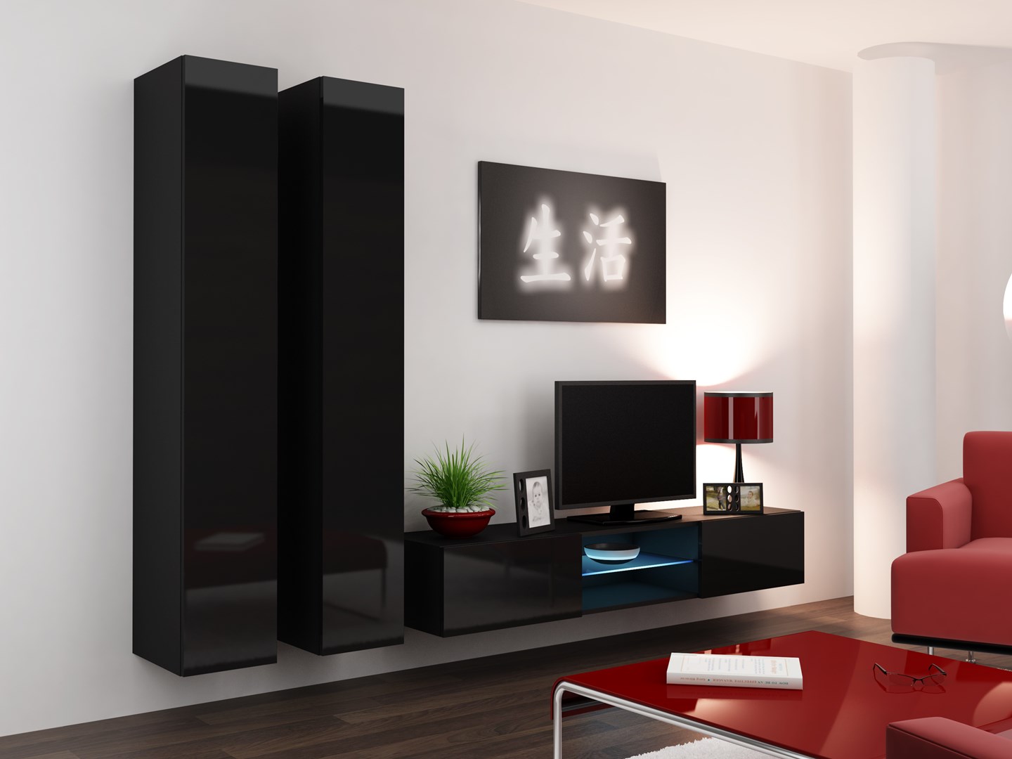Cama Full cabinet VIGO '180' 180/40/30 black/black gloss Cama Full cabinet VIGO '180' 180/40/30 black/black gloss