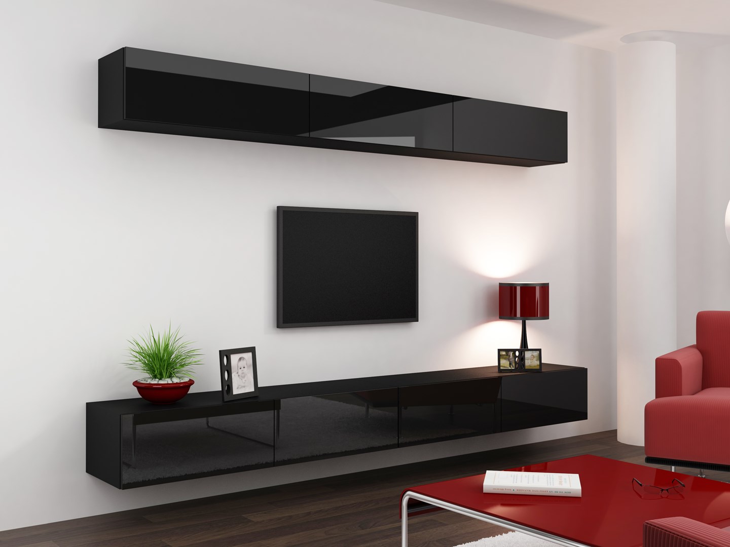 Cama TV stand VIGO 140 30/140/40 black/black gloss Cama TV stand VIGO 140 30/140/40 black/black gloss
