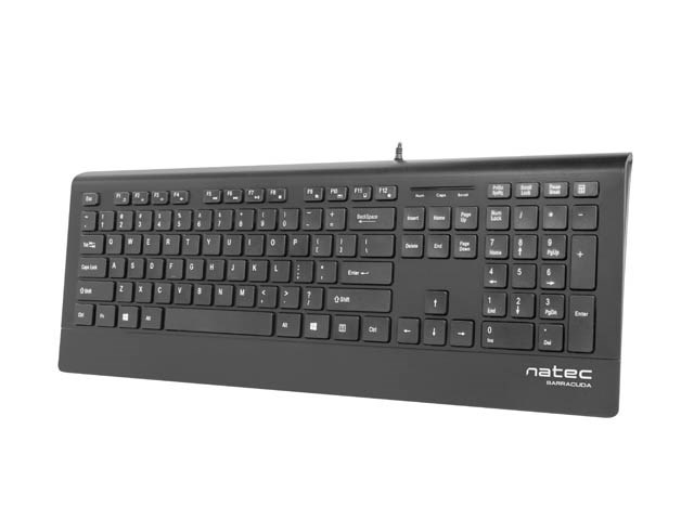 Natec Multimedia Keyboard BARRACUDA slim USB, US layout, black Natec Multimedia Keyboard BARRACUDA slim USB, US layout, black