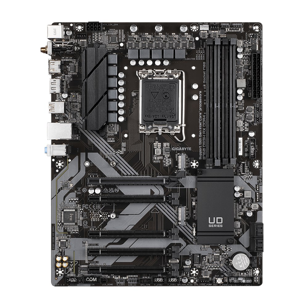 Gigabyte B760 DS3H AX DDR4 Motherboard - Supports Intel Core 14th CPUs, 8+2+1 Phases Digital VRM, up to 5333MHz DDR4 (OC), 2xPCIe 4.0 M.2, Wi-Fi 6E, GbE LAN, USB 3.2 Gen 2 Gigabyte B760 DS3H AX DDR4 Motherboard - Supports Intel Core 14th CPUs, 8+2+1 Phases Digital VRM, up to 5333MHz DDR4 (OC), 2xPCIe 4.0 M.2, Wi-Fi 6E, GbE LAN, USB 3.2 Gen 2
