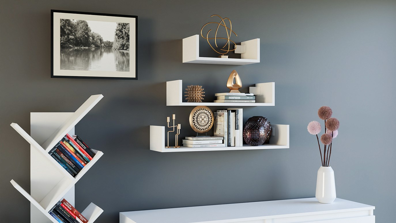 Topeshop MOBI 3P BIEL shelve Floating shelf Wall mounted Particle board White Topeshop MOBI 3P BIEL shelve Floating shelf Wall mounted Particle board White