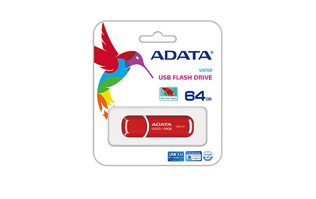 ADATA 64GB DashDrive UV150 USB flash drive USB Type-A 3.2 Gen 1 (3.1 Gen 1) Red ADATA 64GB DashDrive UV150 USB flash drive USB Type-A 3.2 Gen 1 (3.1 Gen 1) Red