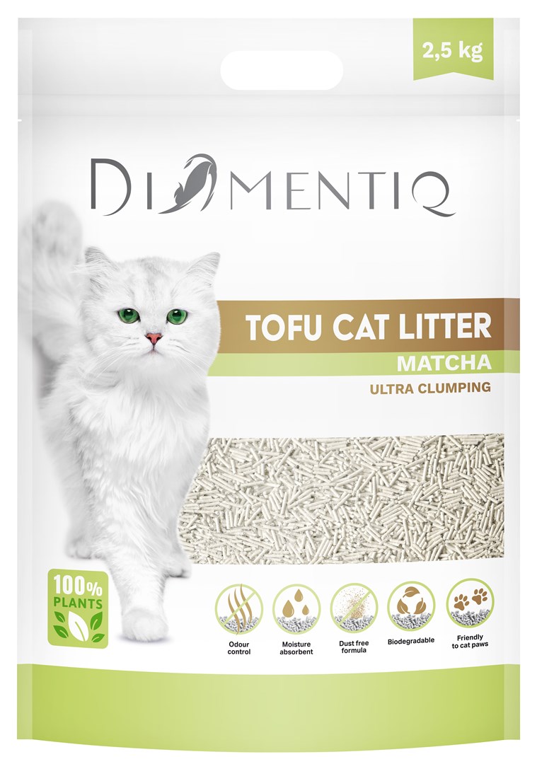DIAMENTIQ Tofu Matcha Ultra clumping - plant-based litter - 2.5 kg DIAMENTIQ Tofu Matcha Ultra clumping - plant-based litter - 2.5 kg