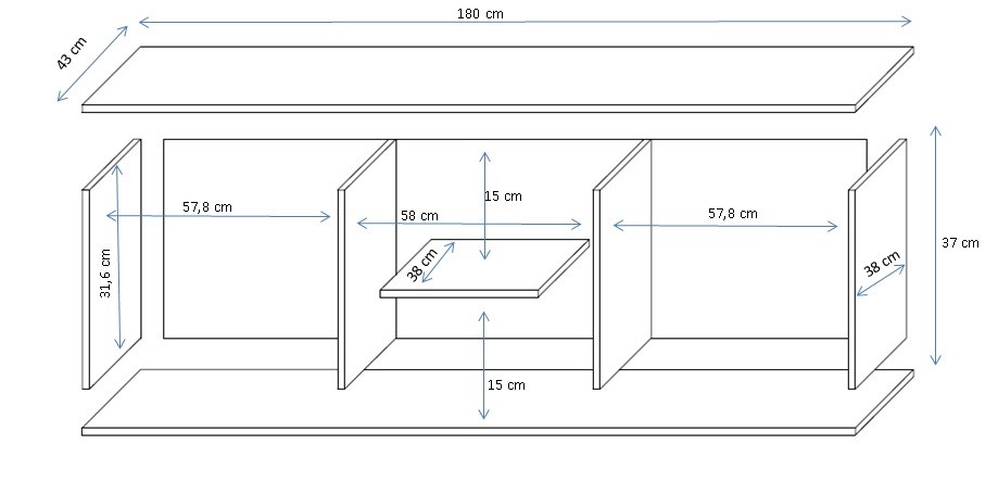 Cama TV stand SOHO 180 grey/white gloss Cama TV stand SOHO 180 grey/white gloss