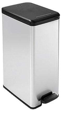 Curver Slim Bin 40L Square Plastic Black, Silver Curver Slim Bin 40L Square Plastic Black, Silver