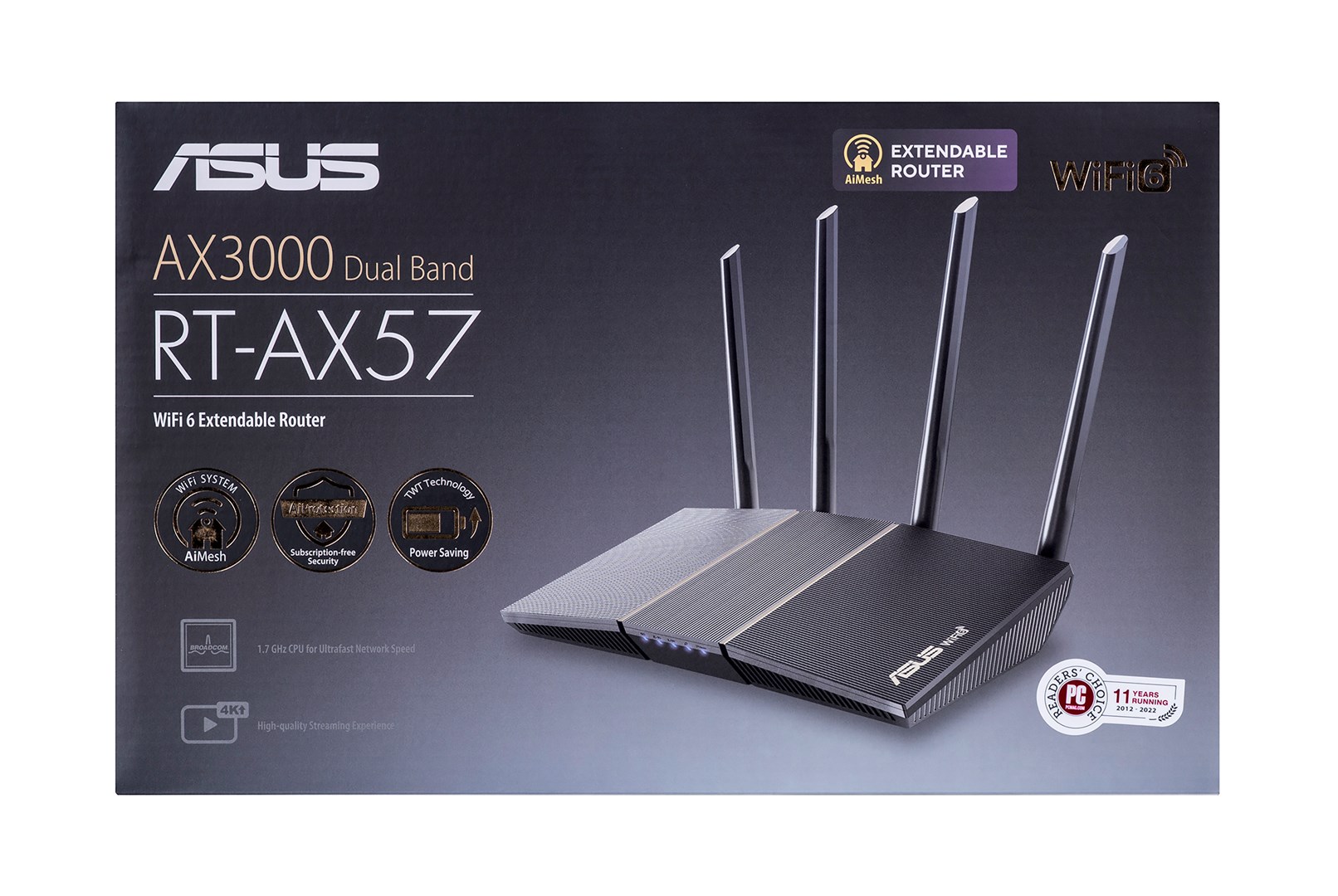 ASUS RT-AX57 wireless router Gigabit Ethernet Dual-band (2.4 GHz / 5 GHz) Black ASUS RT-AX57 wireless router Gigabit Ethernet Dual-band (2.4 GHz / 5 GHz) Black